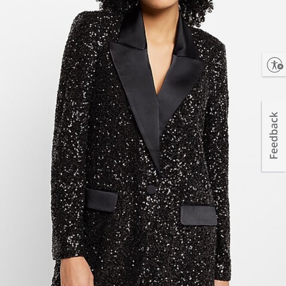 Express Black Sequin Blazer